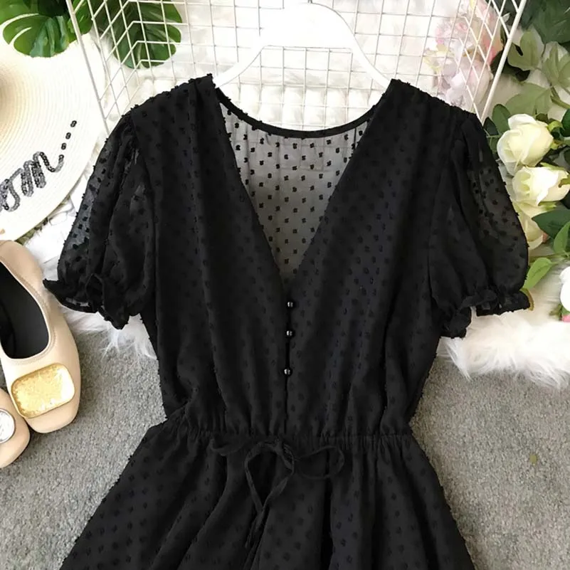 Summer Casual Bodysuit Women Lace Up Romper Wide Leg Jumpsuit V-Neck Chiffon Bechwear Mono Mujer Combinaison Femme Summer Casual Bodysuit Women Lace Up Romper Wide Leg Jumpsuit V-Neck Chiffon Bechwear Mono Mujer Combinaison Femme