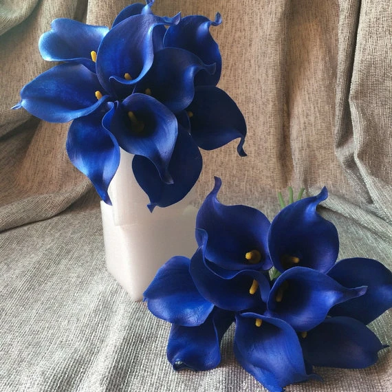 Online Get Cobalt Blue Flowers Aliexpress Alibaba Group Royal Blue Calla Lily Bouquet 10 Stems Cobalt Flowers Real Touch Lilies