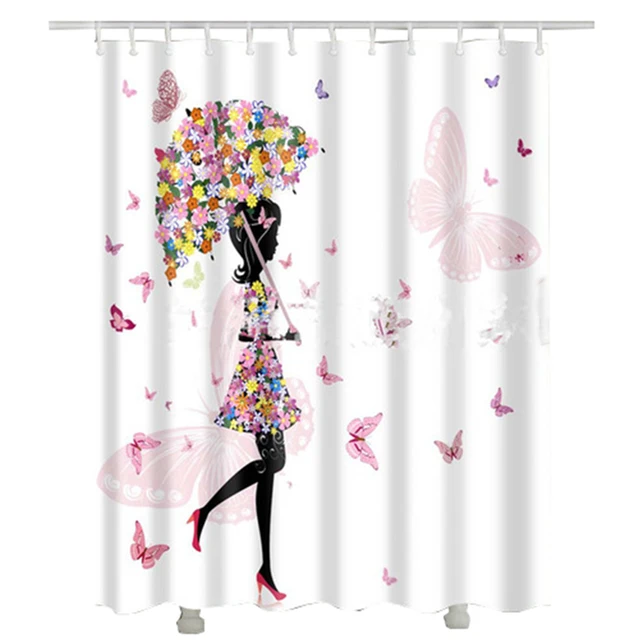 Fleur Parapluie Rideau De Douche Imperméable tissu Moderne Fleur ... Fleur Parapluie Rideau De Douche Imperméable tissu Moderne Fleur ...