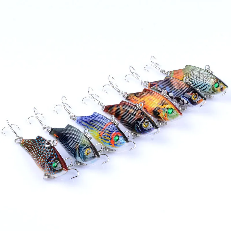  7Pcs/Lot Lifelike Hard VIB Lures Sea Swim Fishing Baits 5.5cm/9.4g Wobbler Crankbait Artificial Vib