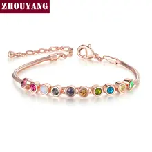ZHOUYANG, высокое качество, разноцветный изысканный браслет из розового золота с шариками, австрийские кристаллы ZYH013 ZYH011 ZYH012