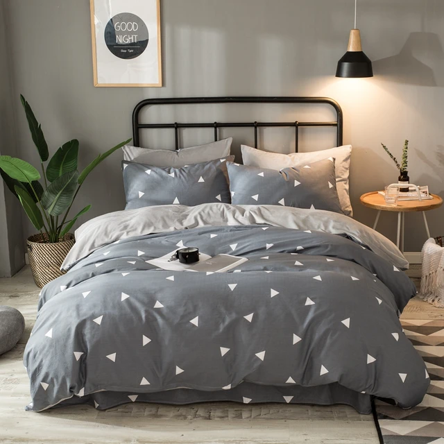 cotton flannel bedding set gray geometric pattern duvet cover solid cotton flannel sheets queen