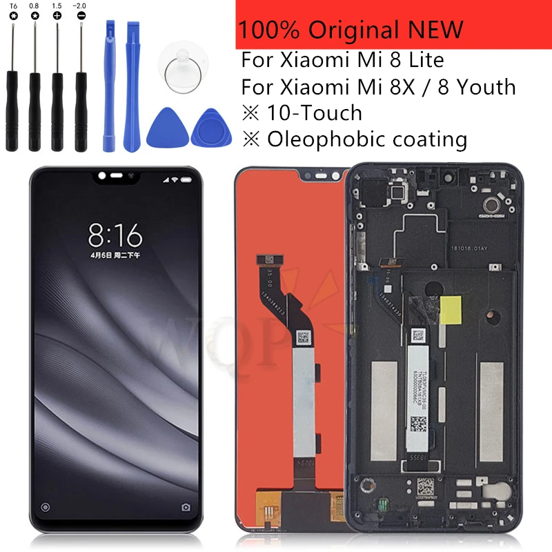 

Original for Xiaomi Mi 8 Lite/ Mi 8X LCD Display + Frame 10 Point Touch Screen Touch Digitizer Assembly LCD Display Repair Parts