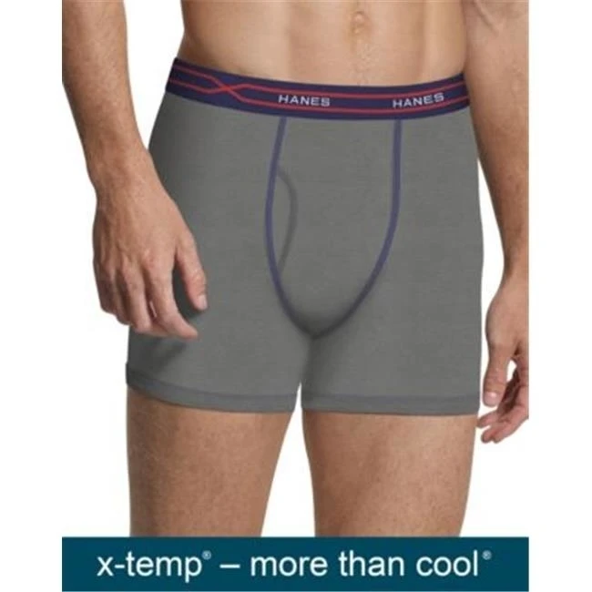 Hanes 00043935796860 Mens Performance Cool X-Temp Short Leg Boxer Briefs Ash - Pack of 3 - Size 6