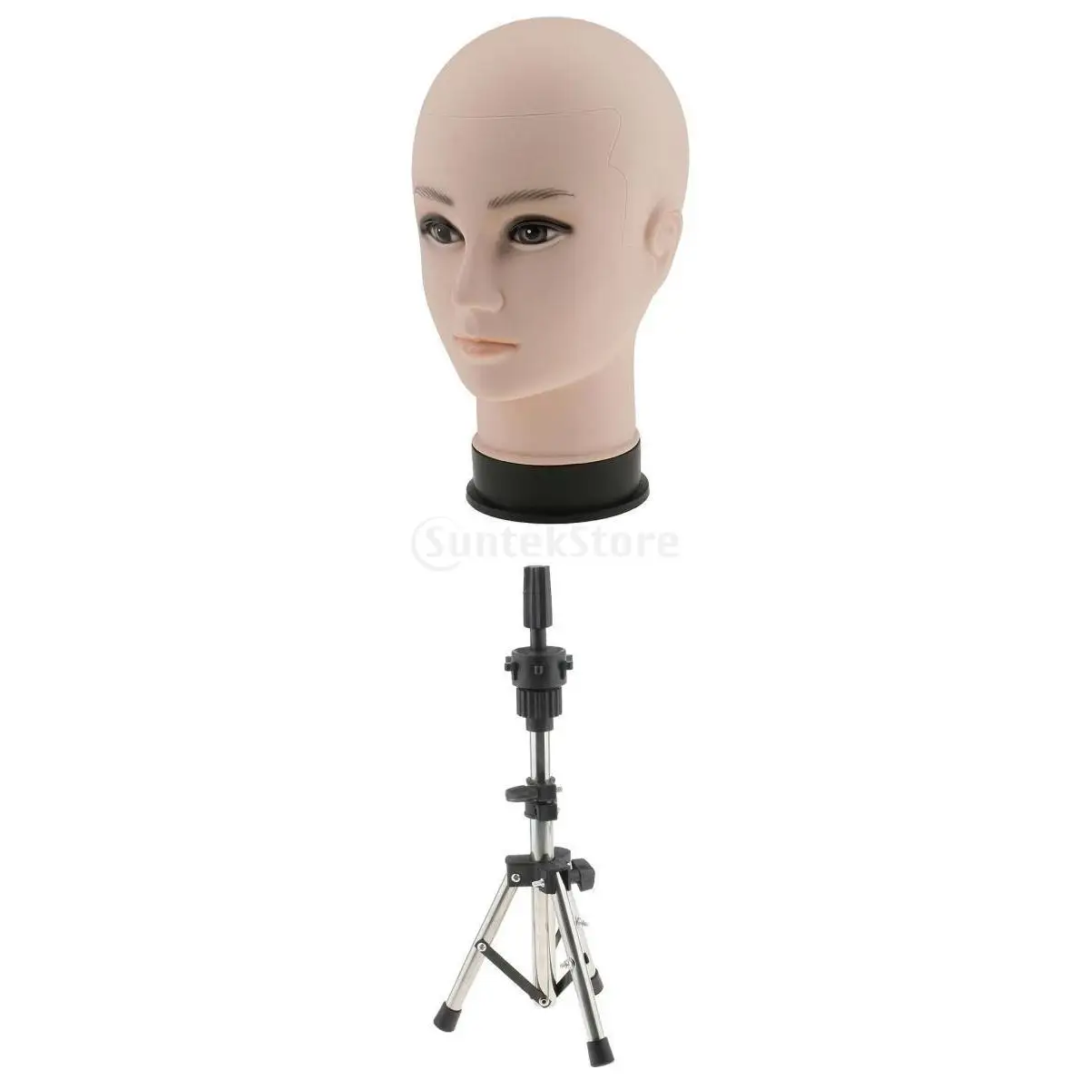 Professional Bald Manikin Cosmetology Training Head for Wigs Making and Display Doll Mannequin Model with a Tripod Clamp