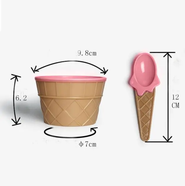 1 комплект Мороженое чаша с ложкой для Мороженое чашки парные чашки Подарки Наборы для десерта из пластика с бесплатной доставкой M04
