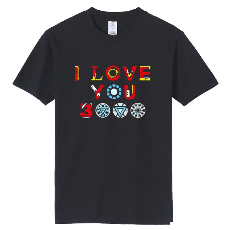 

TJWLKJ I Love You 3000 Cotton T-Shirts Marvel Iron Man Funny T Shirt Print Avengers Tshirt Men Cloth 2019 Summer 11 Colors