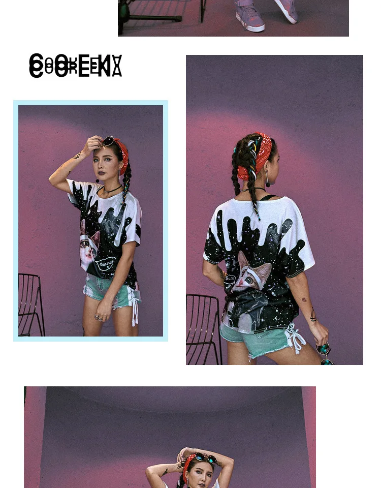 new listing street fashion large size women's skirt t-shirt loose Japanese uniform cat ladies short-sleeved women