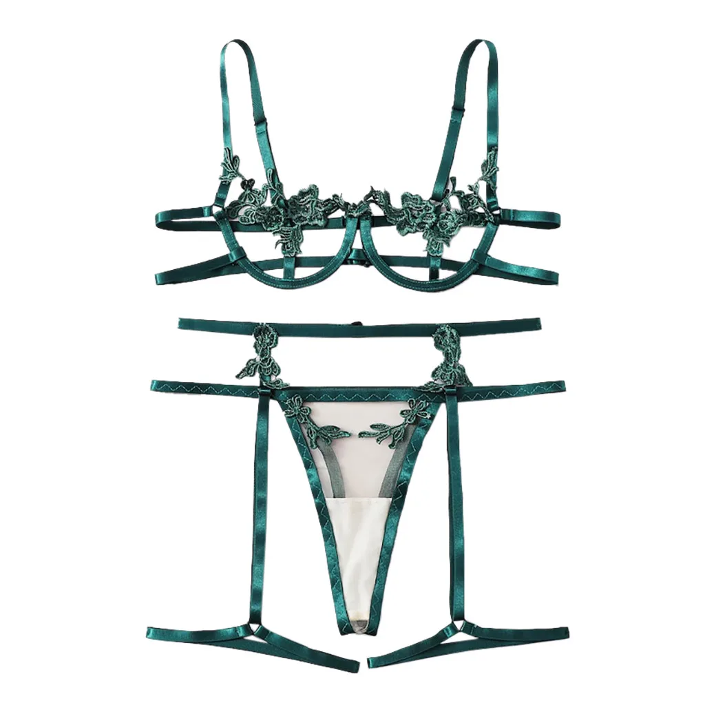 MUQGEW, женский прозрачный бюстгальтер, комплект нижнего белья, женское нижнее белье, корсет, кружева, на косточках, пикантная муслиновая одежда для сна, нижнее белье, топы+ трусы# Y4