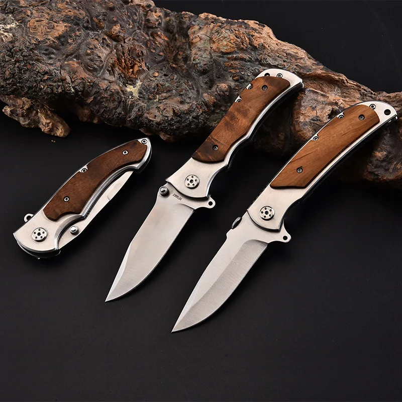 [Big Model] Hunting Folding Knife Tactical Combat Survival Knives 7Cr18Mov Blade Damascus