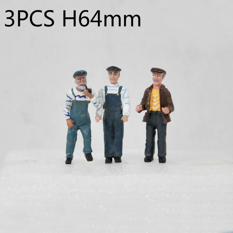

3PCS Simulation Figure Man 64mm Mini Resin Sailor Figure for DIY Nautical Model RC Boats Decoration Accessories