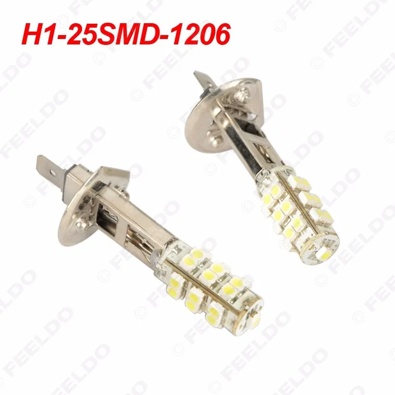 FEELDO 50 шт. Pure White автомобилей светодиодный лампы 3528 Чип 25SMD H1 светодиодный Туман свет лампы Парковка 12 В автомобиля фара# FD-4052