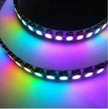 

1M 144LEDs programmable WS2812B PCB BLACK Digital 5050 RGB LED w/built-in WS2811IC Strip LED Light 5V NON-WATERPROOF dream color