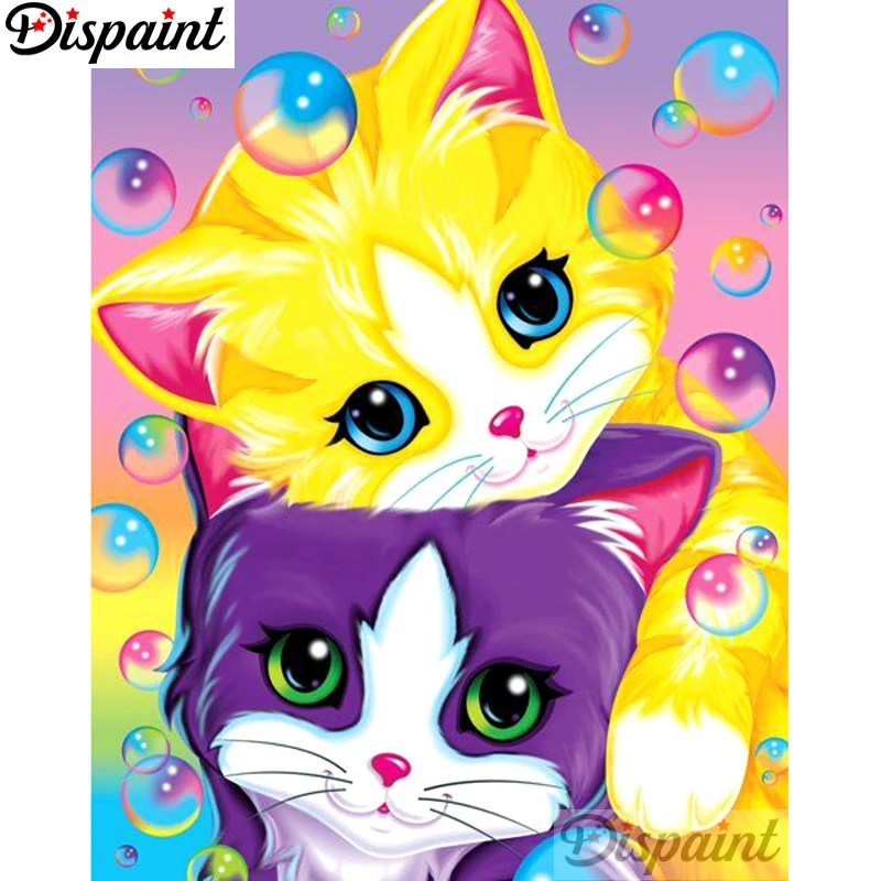 

Dispaint Full Square/Round Drill 5D DIY Diamond Painting "Cartoon cat bubble" 3D Embroidery Cross Stitch Home Decor Gift A10755