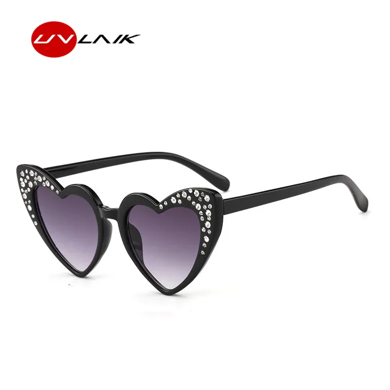 

UVLAIK 2018 New Love Heart-shaped Sunglasses for Children Kids Sun Gglasses Rhinestones Girls Eyeglasses Cute Hearts Eyewears