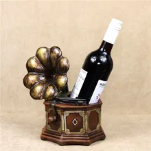 Винтажная модель фонографа держатель бутылки вина декоративный граммофон винного кронштейна украшение бокалов ремесло для дома, бара и офиса