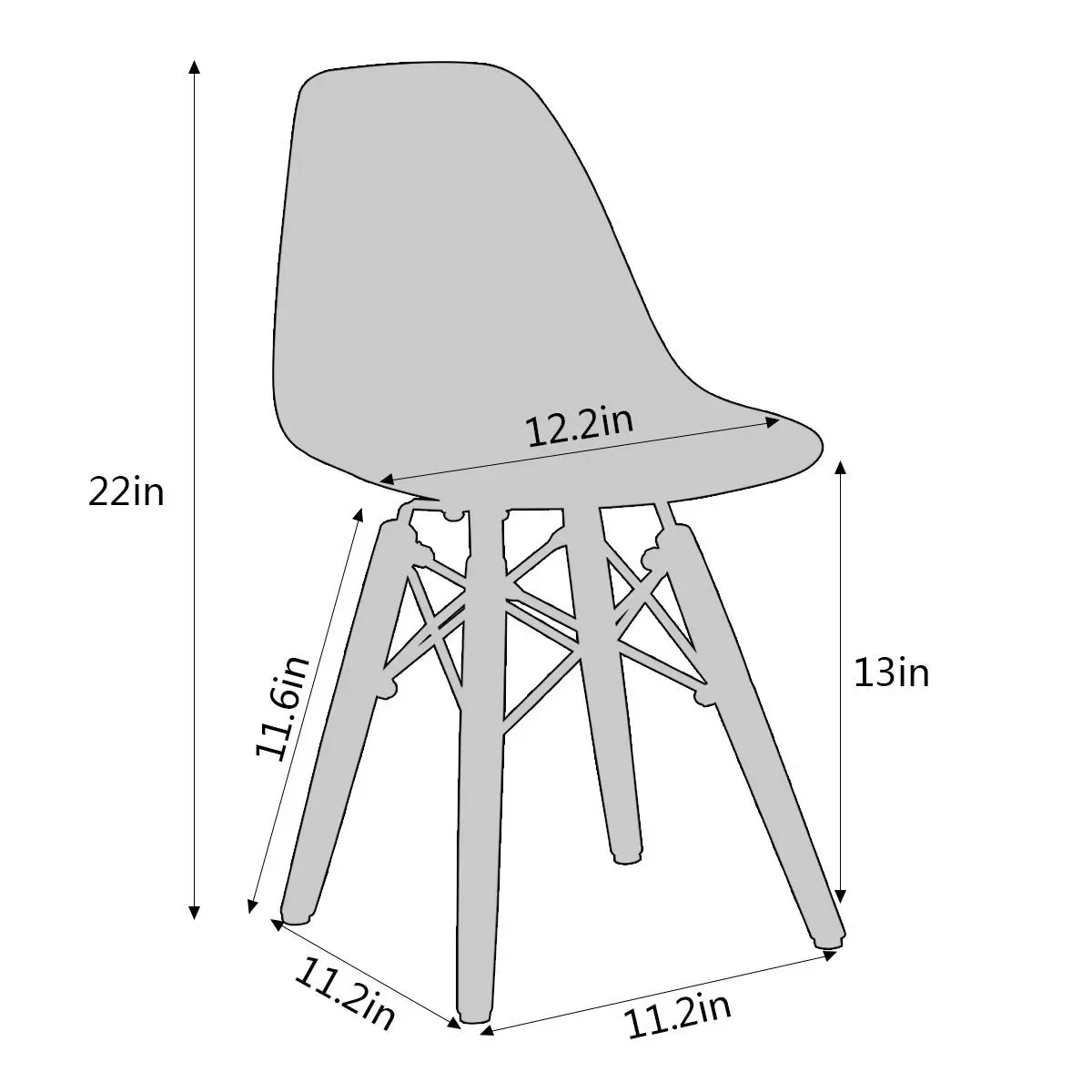 Giantex Modern Kids Dining Chair Children Side Armless Chair Molded Plastic Seat Wood Legs Children Furniture HW56499BK