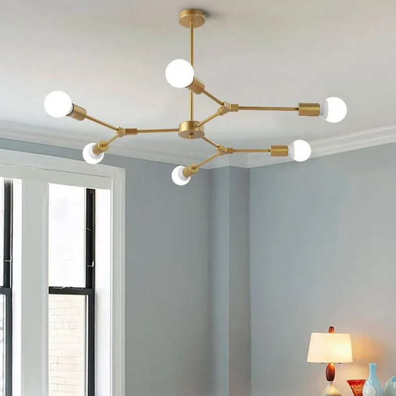 

Abajur Nordic Light Modern Living Room LED Pendant lights Golden Branch Shape Restaurant Bedroom hanging lamp Fixtures