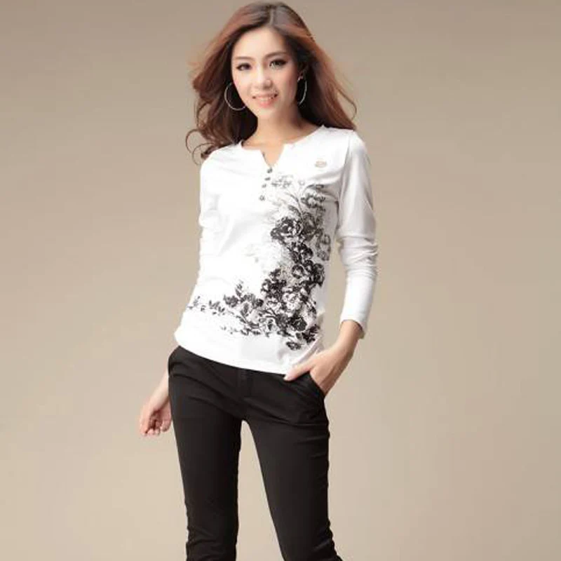 Женская футболка с длинным рукавом shintimes Модная хлопковая 2020|camisetas mujer|women fashion