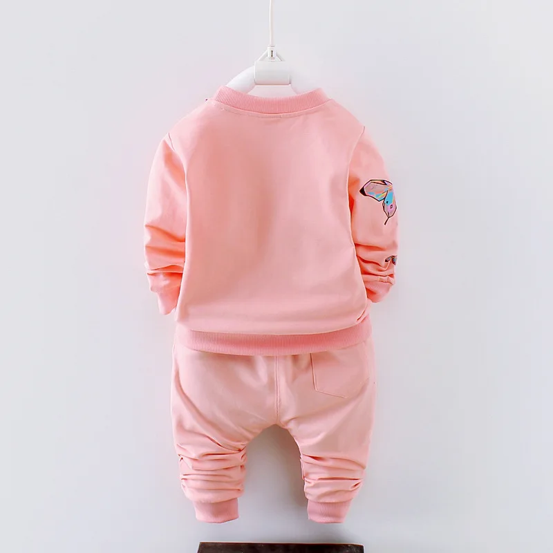 2019 الربيع الخريف فتاة الملابس عارضة الطفل ملابس الأطفال دعوى الرضع الكرتون فراشة بلوزات الرياضة السراويل أطقم أطفال