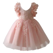 Розничная Платье для девочек для Одежда для свадьбы, дня рождения для девочек Кружево Тюль Младенческая малышей конкурс красоты для девочек в цветочек платье с лепестками
