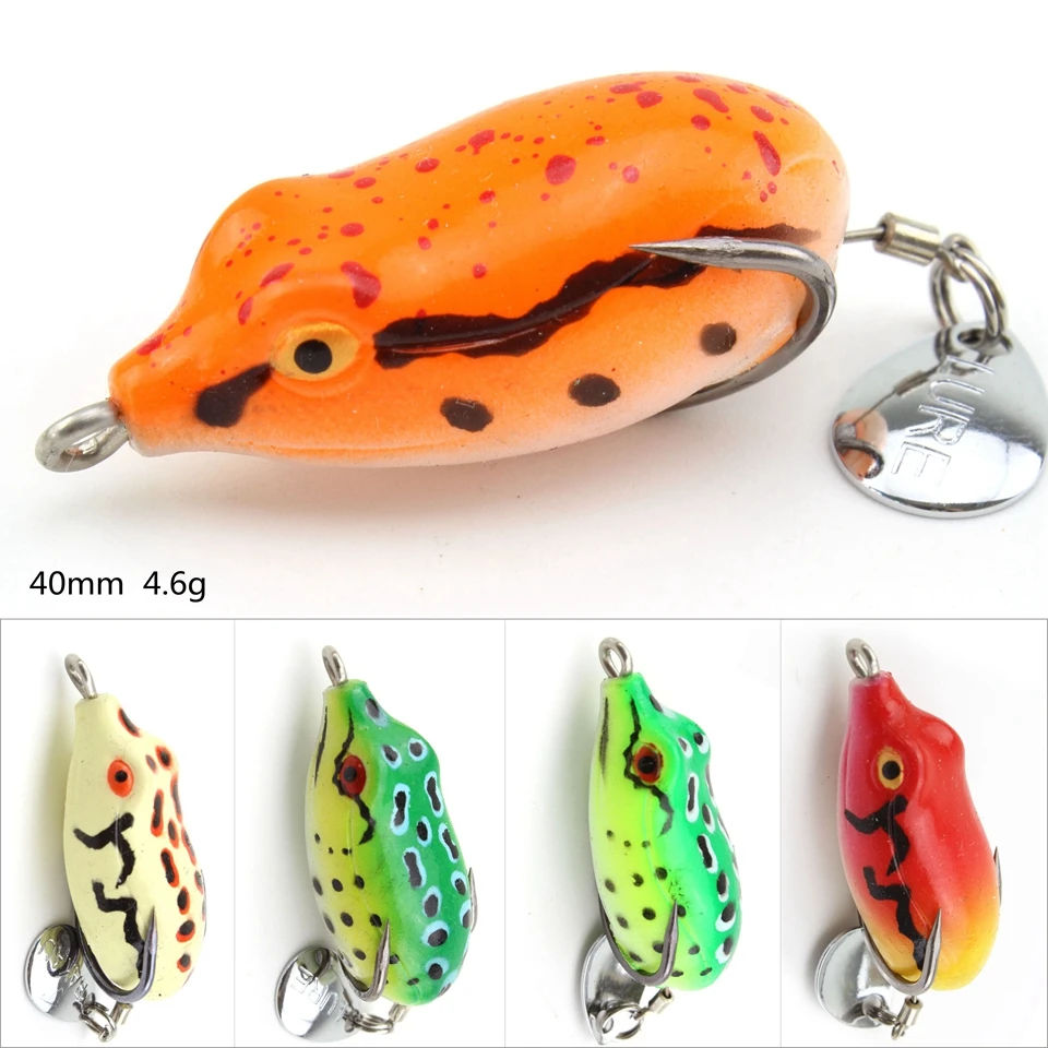 

1pcs Artificial frog Soft Baits Sequin 40mm 4.6g Fishing Lures Spinner Squid Thunder Frog Silicone Spoon Sea Fishing Sequin