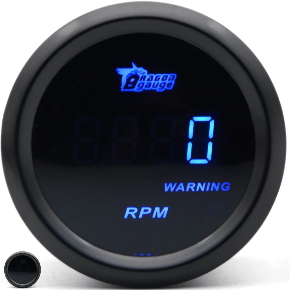 

Digital 2" 52mm Tachometer RPM Gauge Blue LED Digital 4 6 8 Cylinder