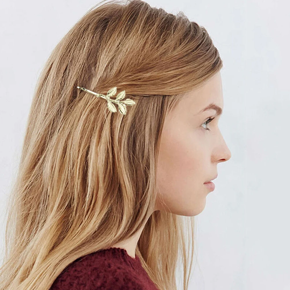 

1PC Fashion Vintage Metal Leaf Shape Hair Clips Women Bride Hairpins Barrettes Hairgrips Hair Styling Tool Accessories Gold