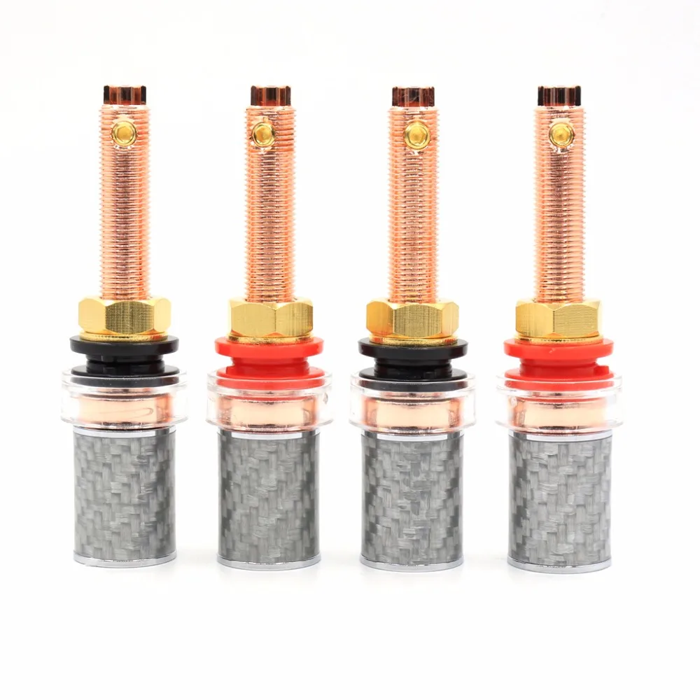 Hi End Carbon Fiber Red Copper Plated Speaker Terminal Binding post 4mm