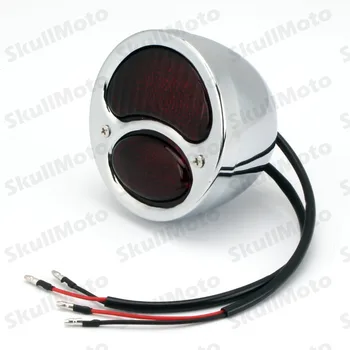 

Chrome LED Motorcycle Brake Tail Light Alloy Vintage Old School Lamp For Harley Kawasaki Suzuki Yamaha Chopper Honda SX650 CB