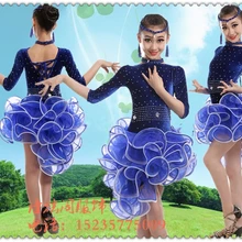 Новинка, платье для латинских танцев на заказ для леди/девушек, женское синее/черное платье для танго/ча-ча/румбы/платье для самбы для танцев, женские платья