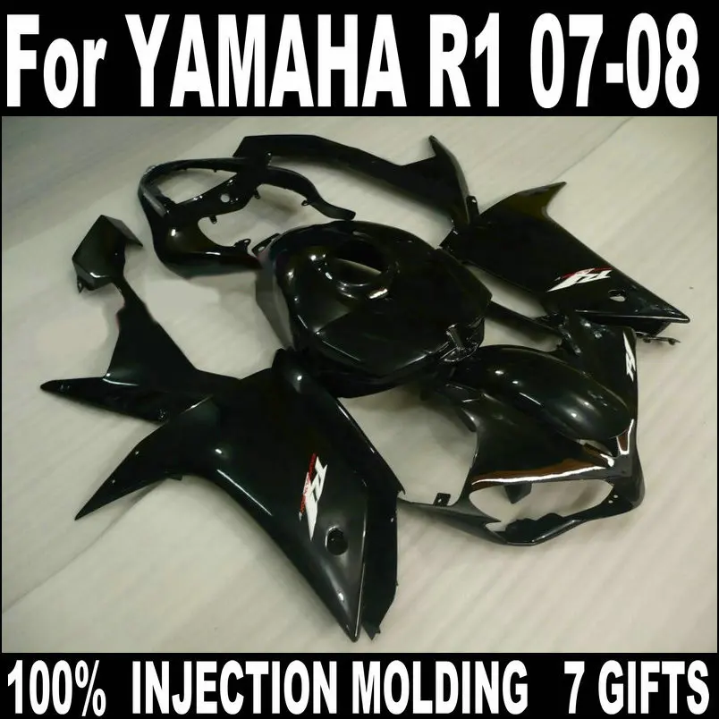 

Motorcycle bodywork fairing kit for YAMAHA injection R1 2007 2008 black fairings set YZF R1 07 08 HZ74