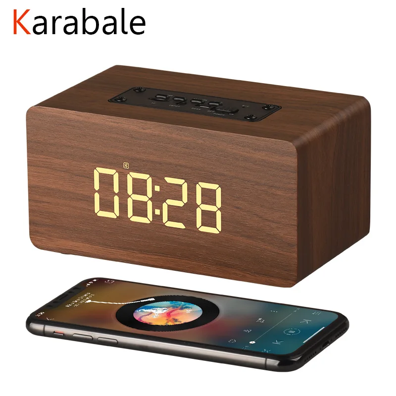 Лидер продаж деревянная Bluetooth колонка будильник беспроводной портативный Hi Fi