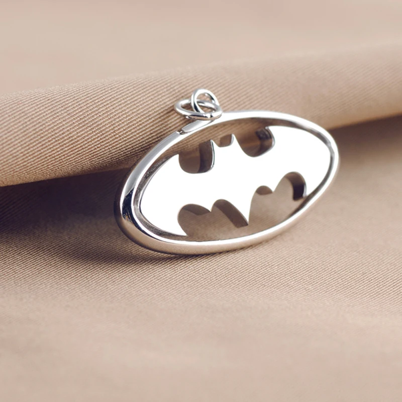 

The Dark Knight Rises Batman Sign Logo Real 925 Sterling Silver Pendant Necklace For Men Women Replica Movie Jewelry Drop Ship