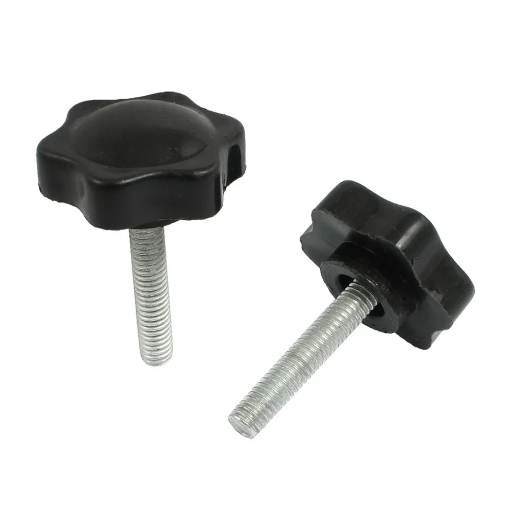 2 Pcs M6 x 30mm Male Thread 32mm Star Head Clamping Knob Blackin