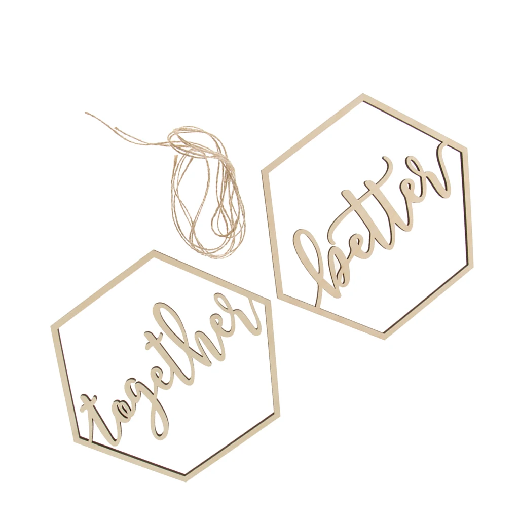 2pcs Hexagon Bride Groom Chair Signs Wooden Wedding Hanging Signs for Wedding Chairs Decor