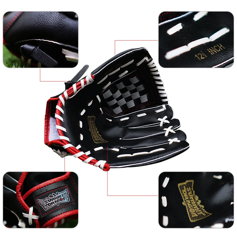 Спорт на открытом воздухе черные бейсбольные перчатки софтбол тренировочное оборудование Размер 12,5 дюймов спортивные бейсбольные рукавицы для взрослых мужчин и женщин