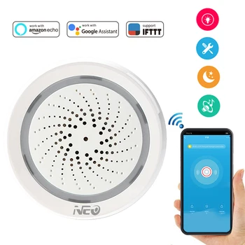 

NEO Coolcam Wifi Siren Alarm Sensor and App Notification Alerts,No Hub Required,Plug And Play,Compatiab Alexa Echo Google Home