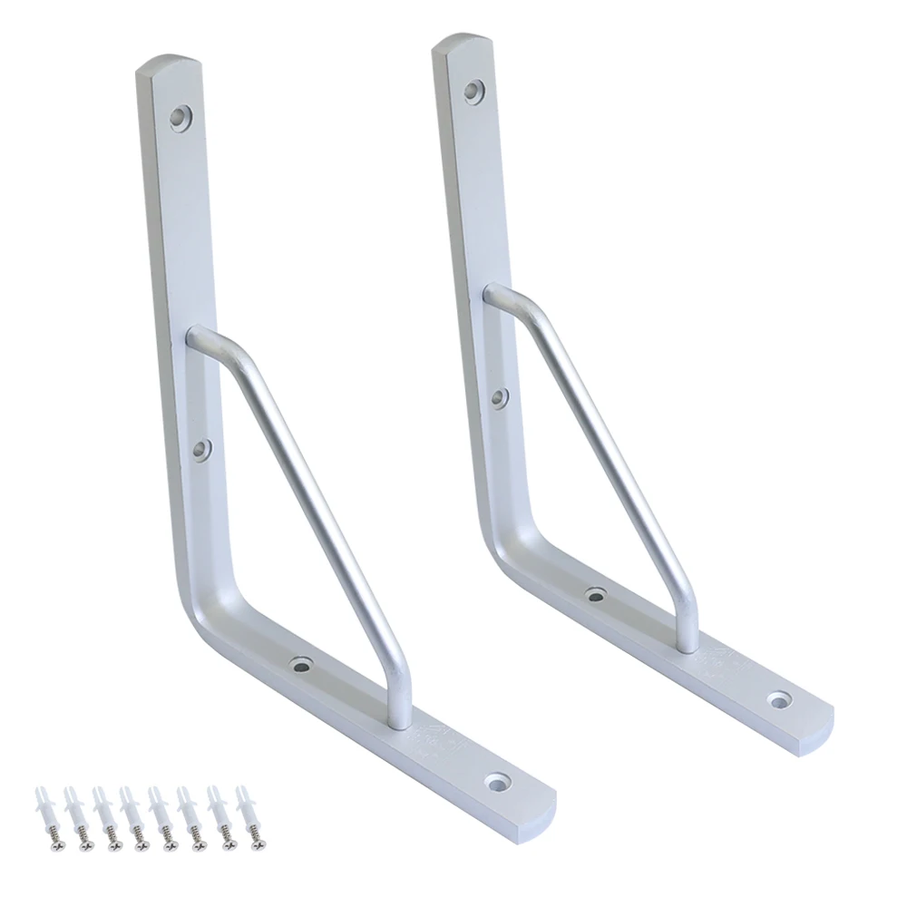 

2 pc 6″ 10″ 12″ 14″ 16″ Solid Aluminum Triangle Brace Bracket Partition Plate Shelf Wall Support Joint Fastener with Screws