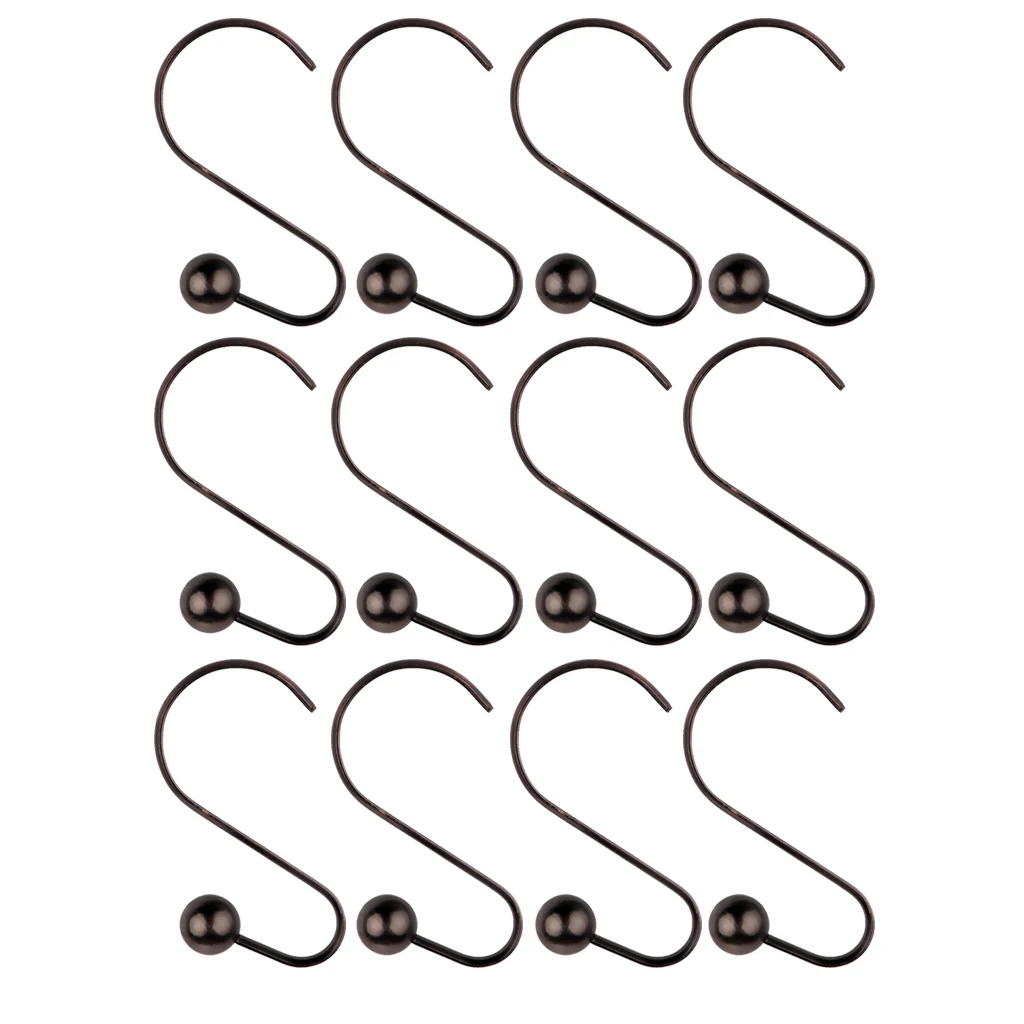 12 Piece Bathroom Iron Spherical Shower Curtain Hook Hanger Holder Bronze Decorative Antique Rack Home Ornaments