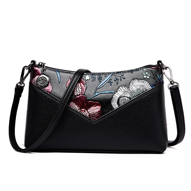 

Luxury Designer Handbags Flowers Pattern Crossbody Bags For Women 2019 Leather Purse Small Handbag Ladies Shoulder Messenger Bag