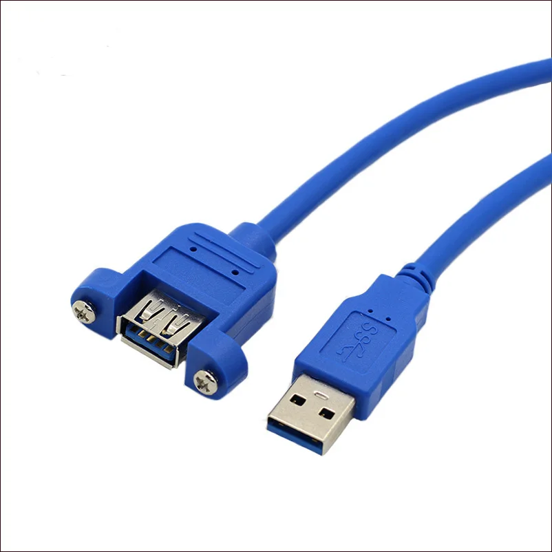 

10 шт. Удлинительный Кабель USB 3,0 штекер-гнездо крепление на панели винтовой замок Соединительный адаптер (с винтами) 0,5 м 1 м