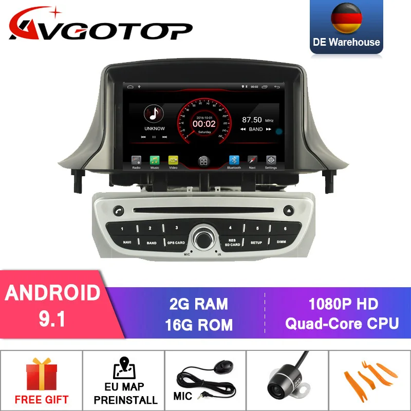 DE! AVGOTOP Android 9 автомобильный Радио навигационный плеер для RENAULT MeganeIII Fluence(2009-2011) MP3 MP4 Wifi автомобиля gps