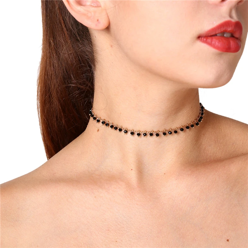 Resin Beads Choker Necklace 2019 Fashion Jewelry Gold Color Chain Necklaces for Women Ladies Gifts C25