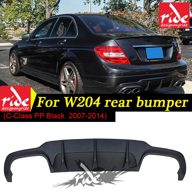 Для Mercedes Benz c63 Стиль w204 PP пластиковый диффузор губа на задний бампер 2007 2014 c класс