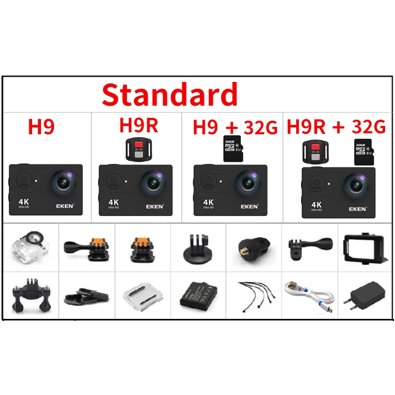 Eken H9 H9R ультра FHD 4 K 25FPS Wi Fi действие Камера 30 M Водонепроницаемый 1080 p 60fps подводный go