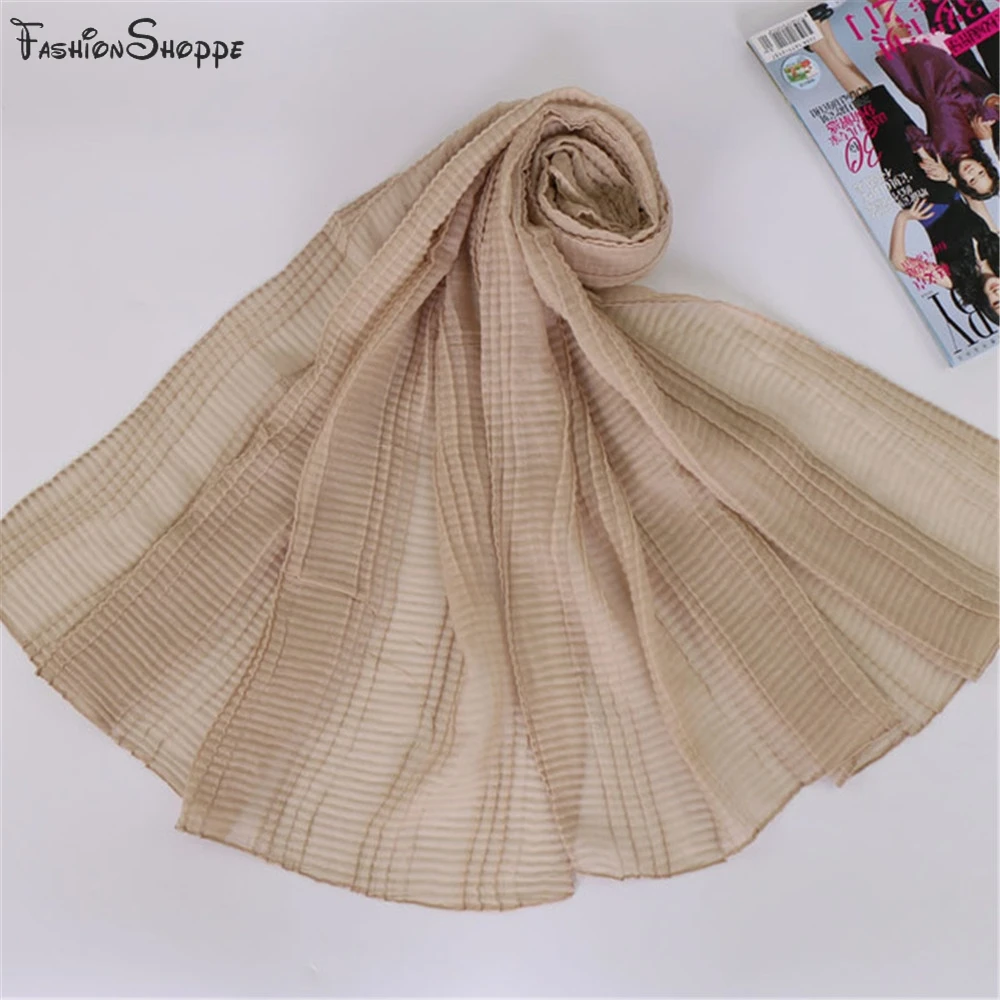 Bufanda lisa de 180x70cm para hombre y mujer, chales plisados de tipo Hijab, de algodón, viscosa, a cinta elástica para cabeza, 2022|Bufandas de mujer| - AliExpress