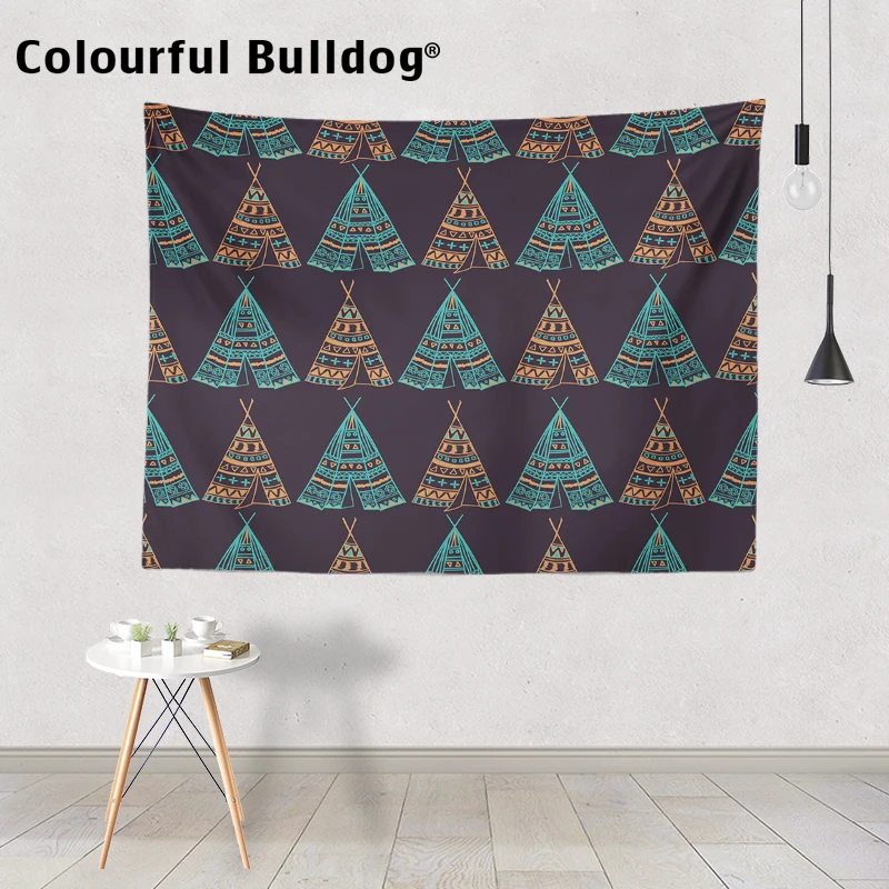 

Personalized Colorful Geometric Feather Rhombus Boho Tapestry Lotus Pattern Striped Tent Circle Pattern Home Living Room Decor