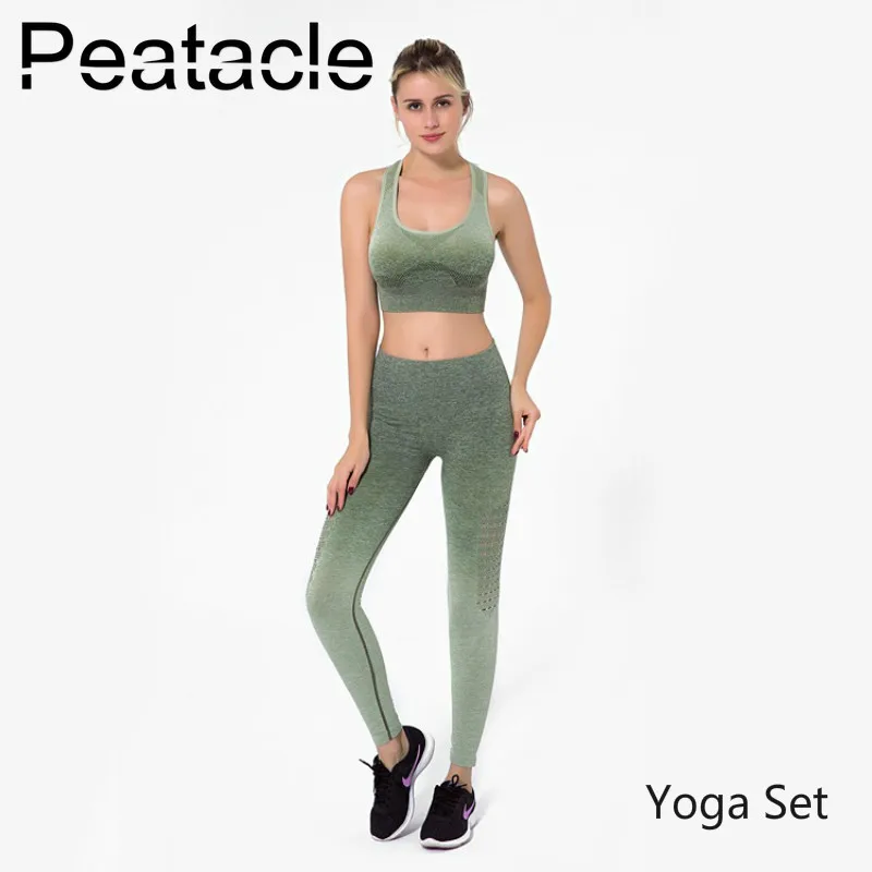 

Peatacle 2 Pieces Semless Gym Set Women Active Wear Yoga Suit for Fitness Bra Leggings Running Outfit Workout Sports Clothing