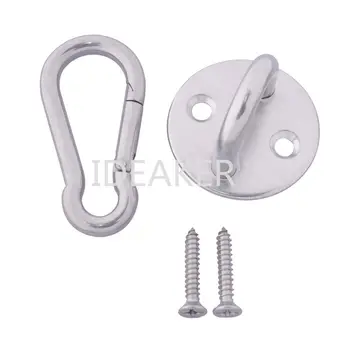 

304 Stainless Steel M8 Round Pad Eye Plate U-shaped Hook Mount with Carabiner